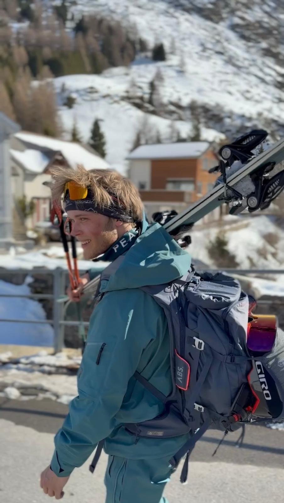 Jakob skiing